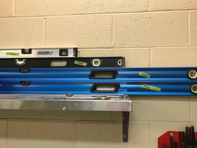 At the same height as someone or something else.